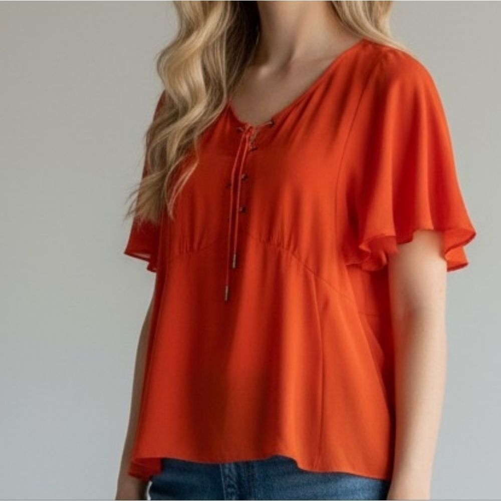 HD In Paris Tangerine Orange Corset Bust Blouse